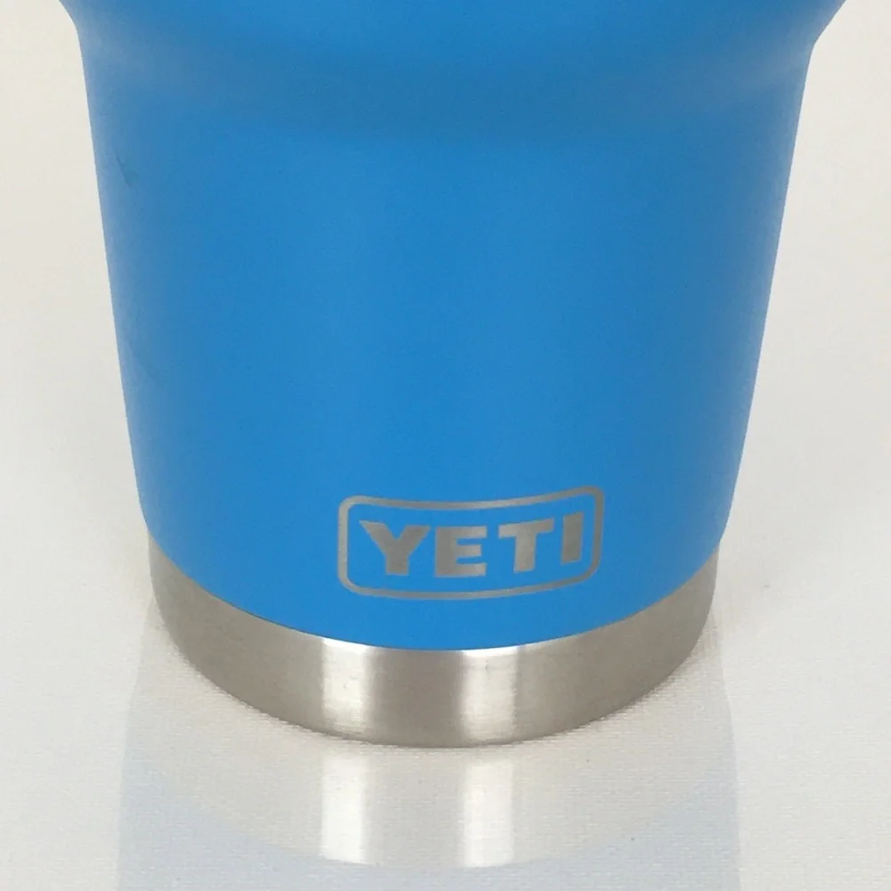 YETI Stainless Steel Tumbler Coffee Cup Blue With Clear Lid Travel